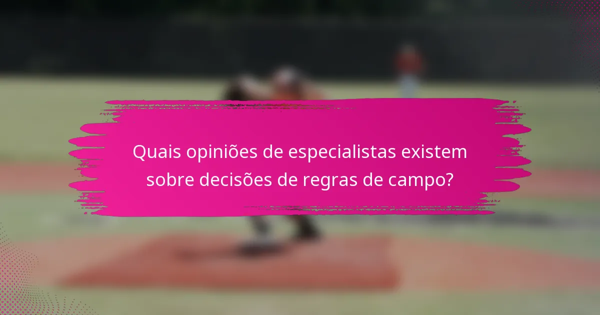 Quais opiniões de especialistas existem sobre decisões de regras de campo?