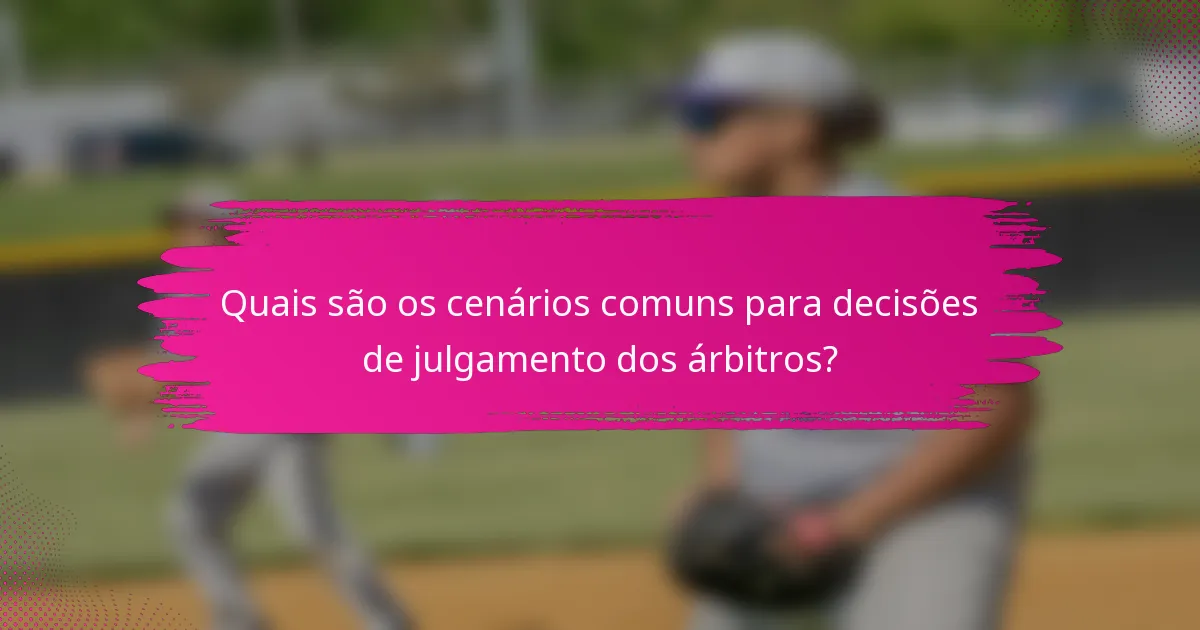 Quais são os cenários comuns para decisões de julgamento dos árbitros?